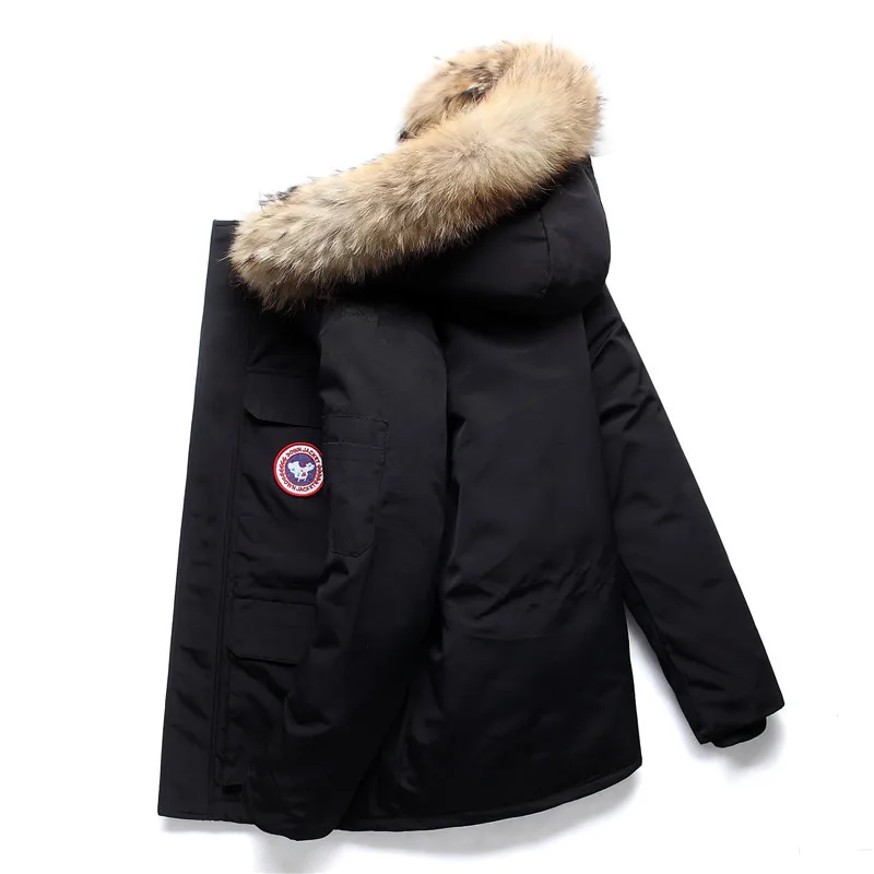 

Big Size New High Quality Men 90% White Duck Down Hooded Jackets Men's Winter Thick Warm Hooded Parka Overcoat Down Jackets