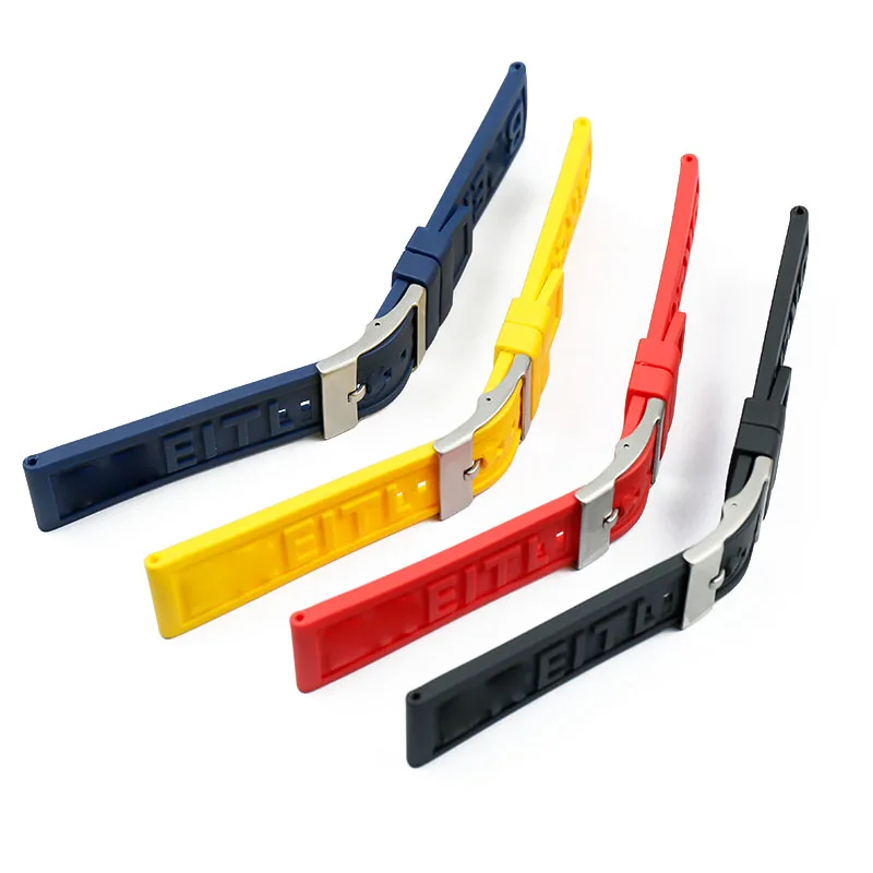 22mm24mm sports rubber strap men's watch accessories pin buckle for Breitling Avenger Blackbird Super Ocean wristband watch band