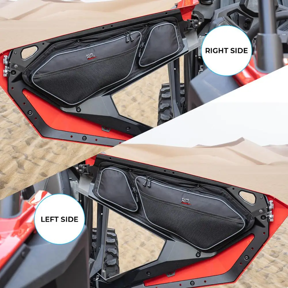 KEMIMOTO 2020 2021 2022 for Polaris RZR PRO XP 4 UTV Door Bags 1680D Side Storage Bag Knee Pad Passenger Driver Seat Black