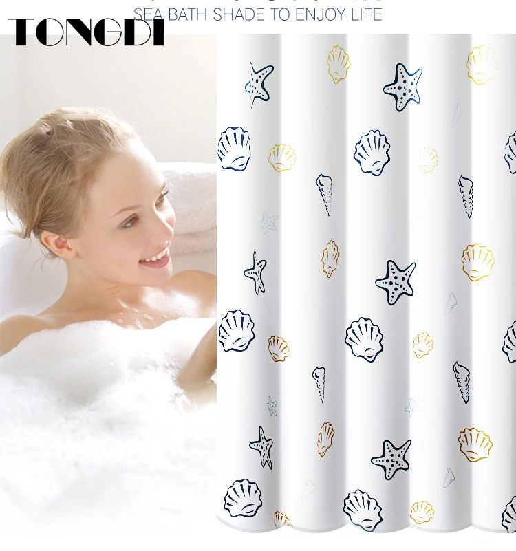 Водонепроницаемая занавеска для душа TONGDI Быстросохнущий шторка ванной комнаты