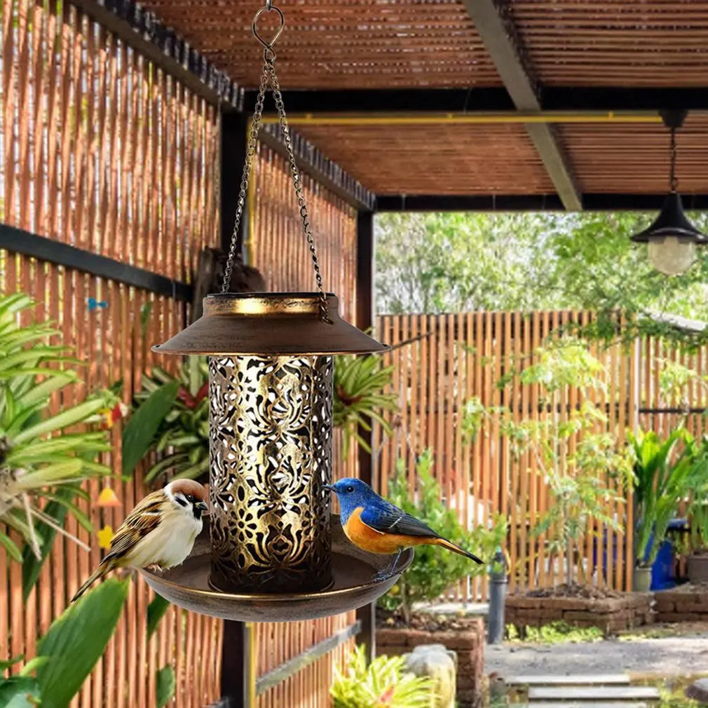 

Solar Powered Bird Feeder Lawn Light Sensitive Sensor Shape Outdoor Vintage Hanging Solar Lamp Garden Light Control
