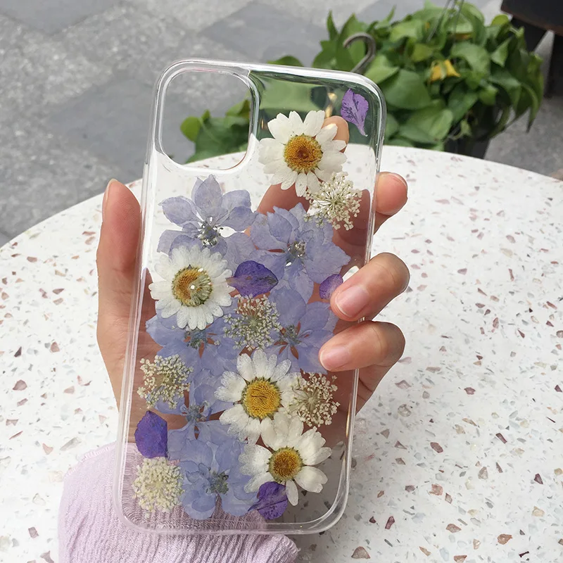 Real Pressed Dried Flower Handmade Clear Phone Case For iPhone 14 13 11 12 Pro Max X XS Max XR 7 8Plus 14 Pro max Case Cover