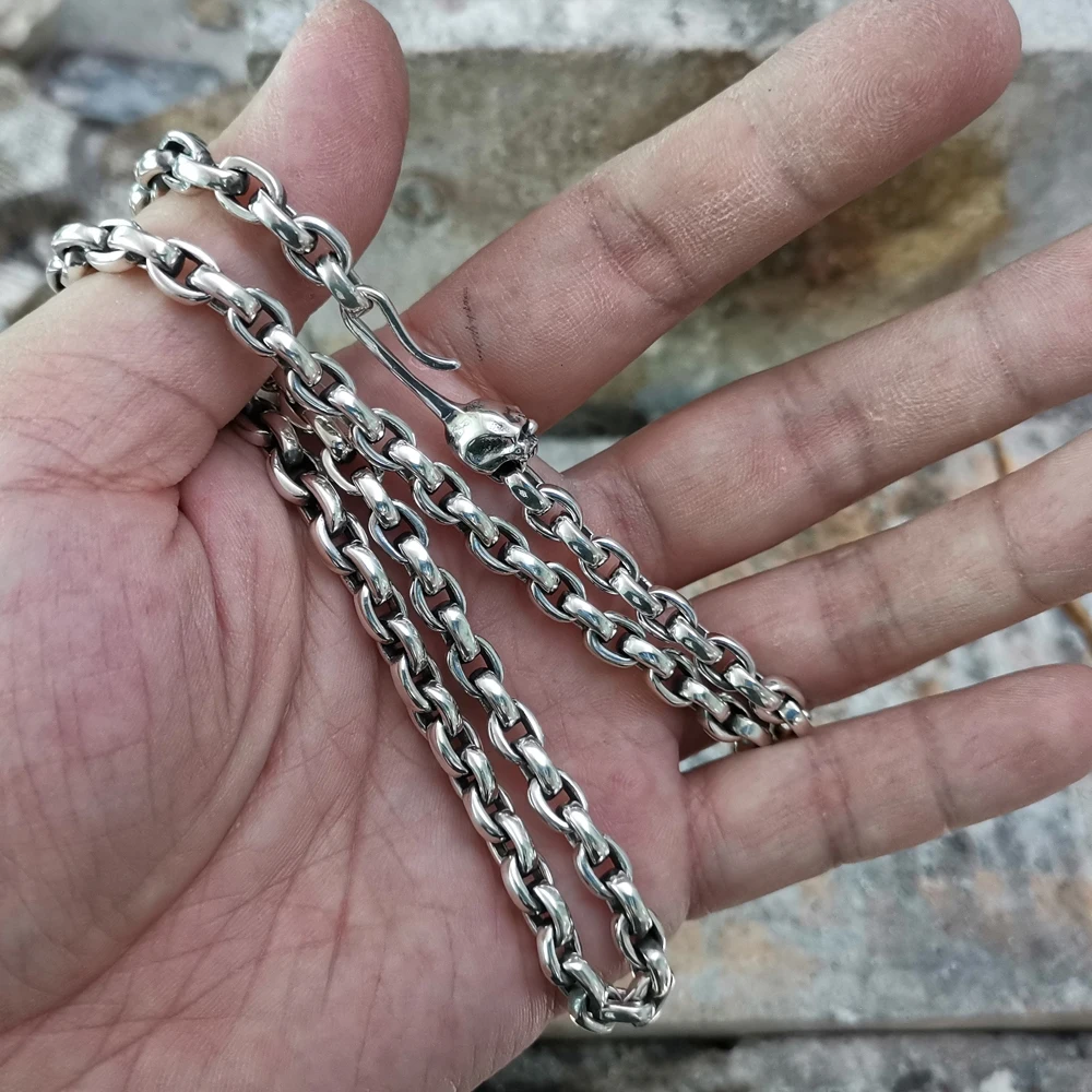 Женская простая цепь Серебряное мужское байкерское ожерелье в стиле панк рок