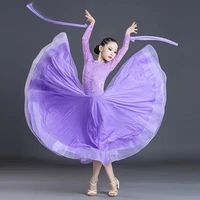 new arrival ballroom dresses girls spring waltz dancing competition costume lace long sleeve stitching performance wear vdb3576