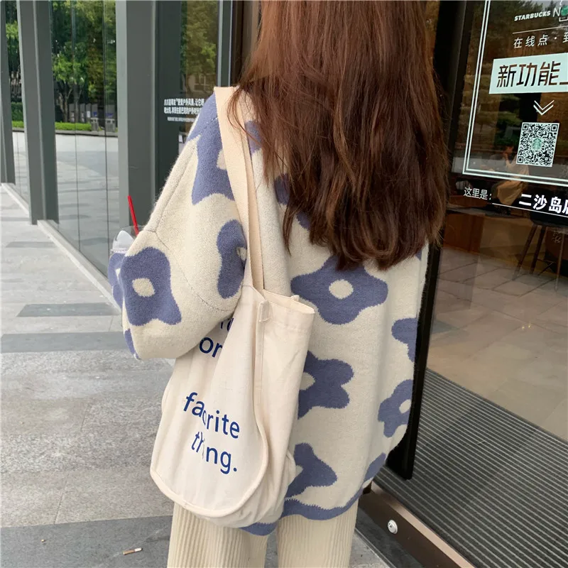 

2021 Autumn Winter Knitted Sweater Flower Pullover Women Korean Vintage Loose Jumper Female O Neck Long Sleeve Oversized Sweater