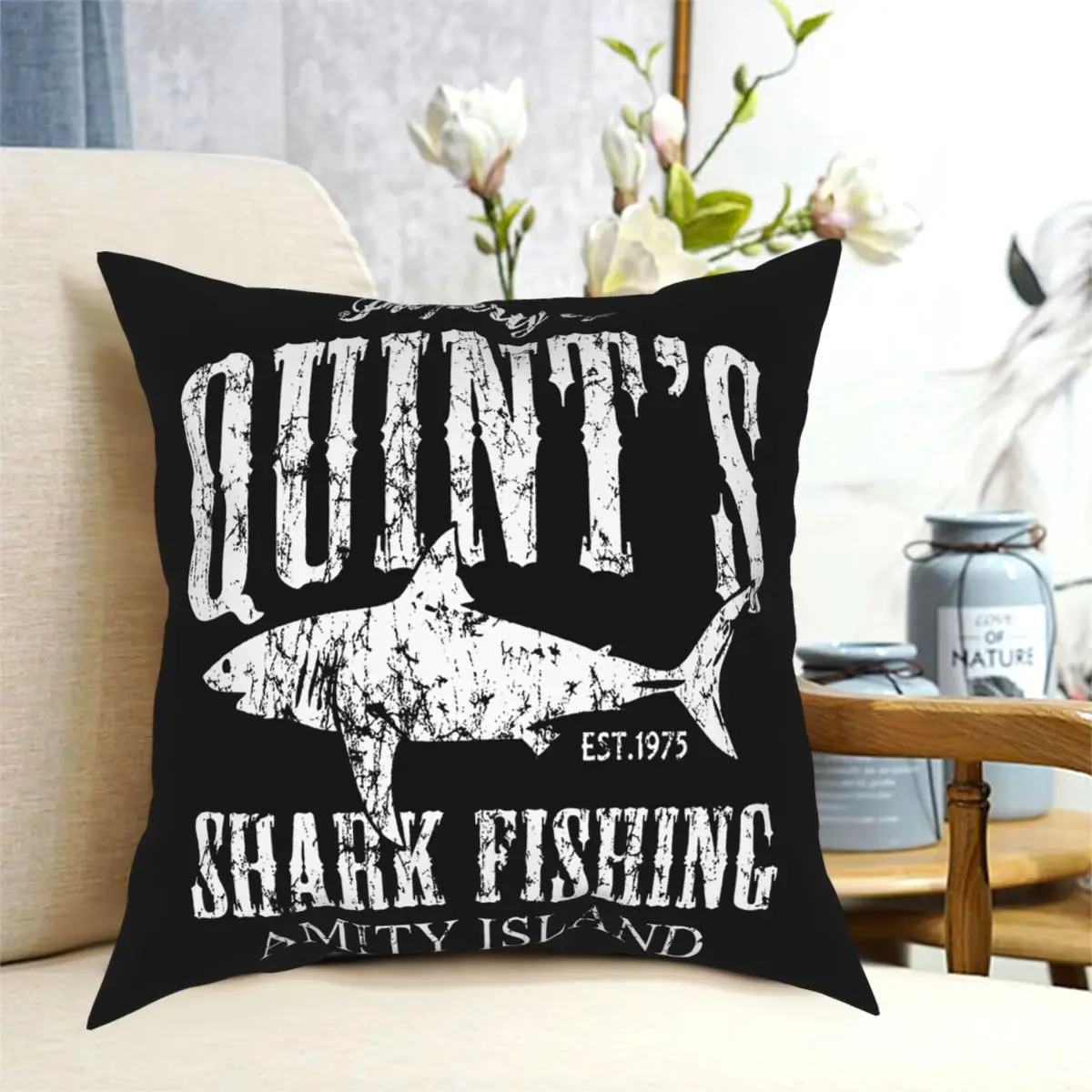 

Quints Shark Fishing Amity Island Throw Pillow Cover Cushions for Sofa Awesome Cushion Covers