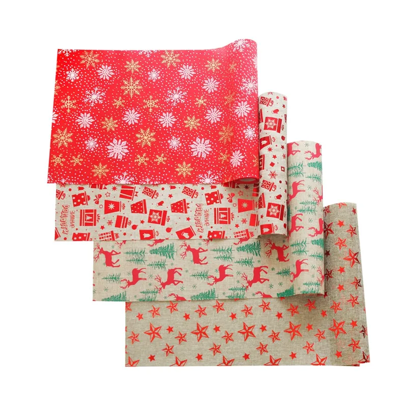 4 PCS Рождественская Скатерть Коврик Скатерть Рождественский Флаг украшения для домашней вечеринки Санта-Клауса рождественские гобелены стол 1/4 штуки в комплекте - Цвет: 4 PCS