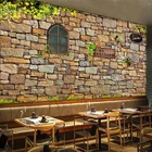 Пользовательские 3D обои Ретро мода каменная кирпичная стена Кофейня Бар Ресторан фон Настенная роспись водонепроницаемые стены 3D наклейки