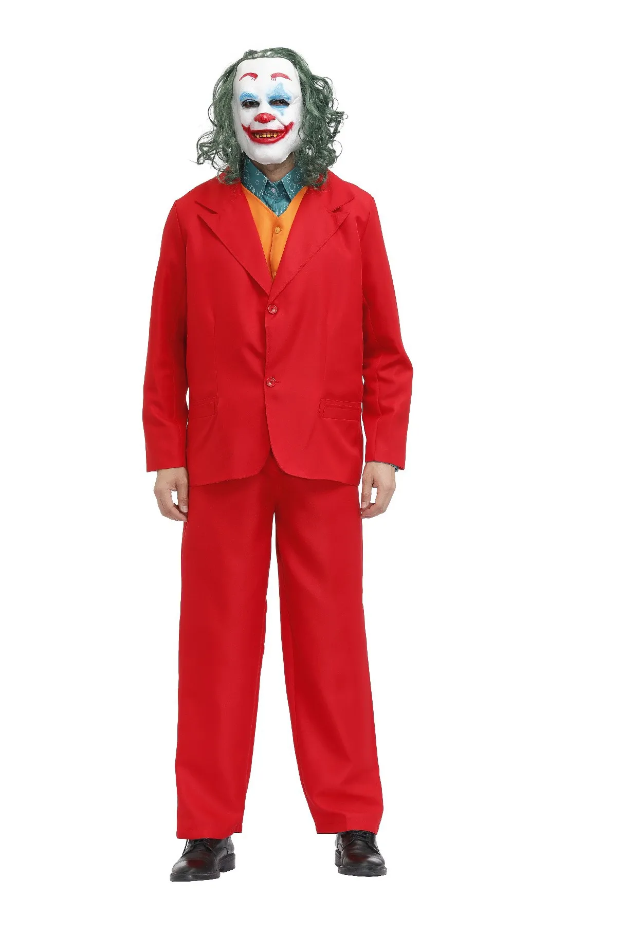 

Halloween Masquerade Stage Performance Dress Adult Bright Red Suit Clown Male Costume Dress Up