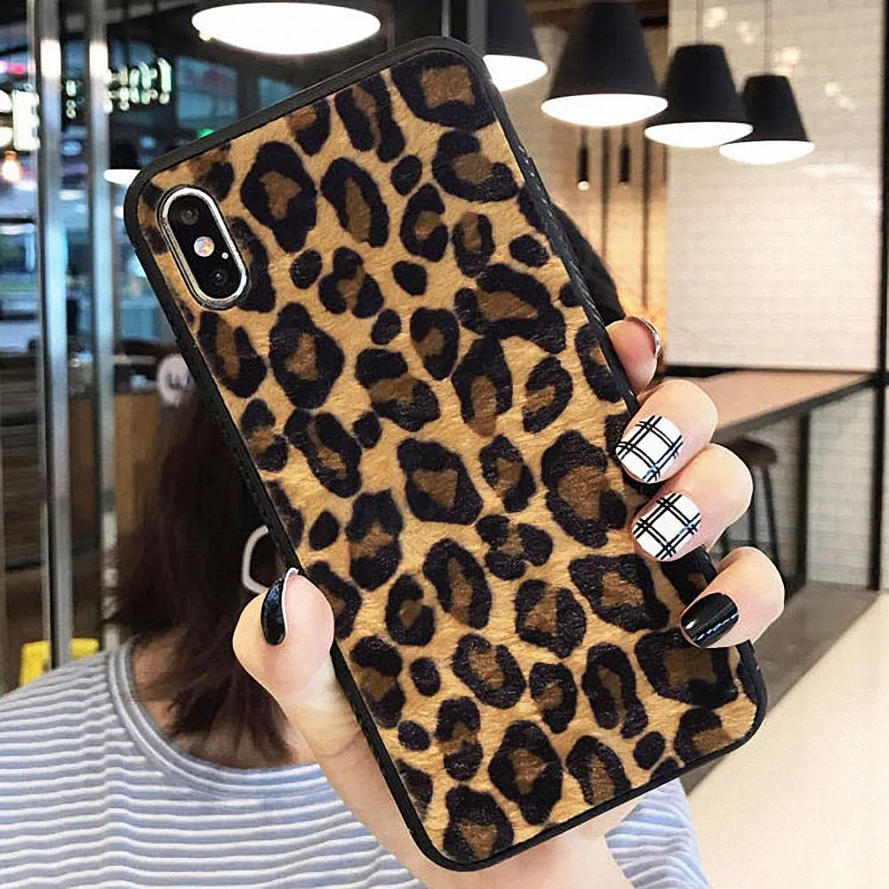 Brown LCHULLE роскошный плюш леопардовый принт телефонные чехлы для huawei P20 P30 mate P30 Lite Pro Мягкий ТПУ силиконовый чехол - Цвет: Brown