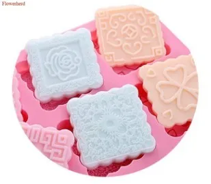 6-полость вокруг и квадратной формы мыло силиконовая форма для изготовления