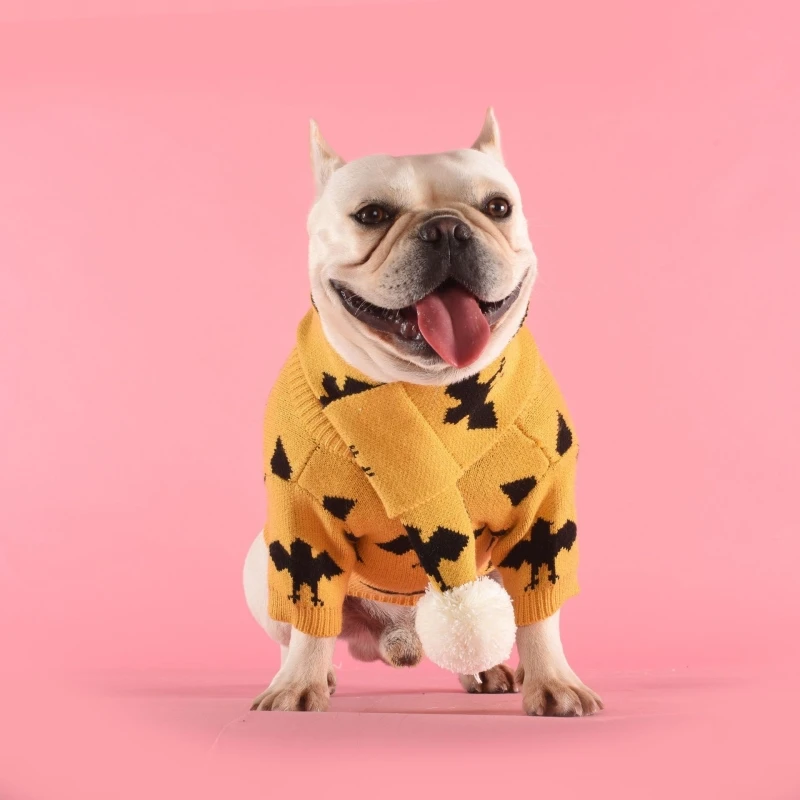 Halloween Pet Dog Sweater Cute Cat Bat Pattern Cloth Winter Puppy Scarf Christmas Clothes Knitwear Warm Clothing | Дом и сад