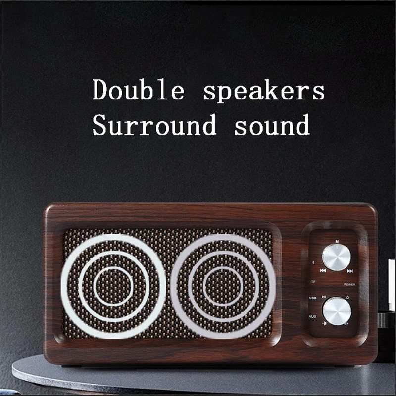 Retro Home Wireless Wooden Speaker D60 Portable Card Subwoofer High Volume Multifunctional Bluetooth Speakers Creative Gift enlarge