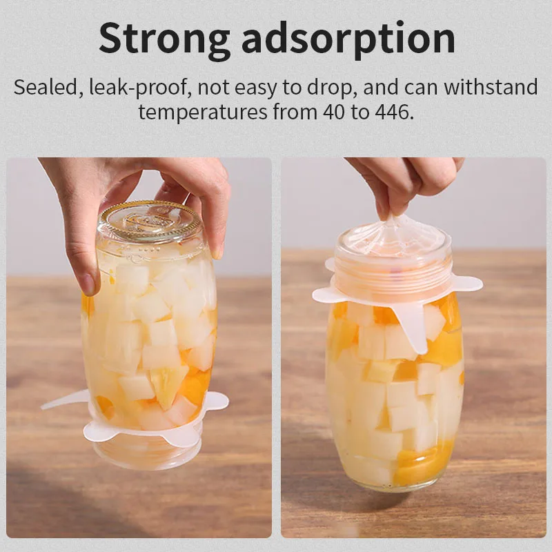 

6Pcs Silicone Food Cap Reusable Food Cover Fresh Keeping Saran Wrap Bowl Pot Seal Vacuum Cover Stretch Lid Kitchen Storage tools