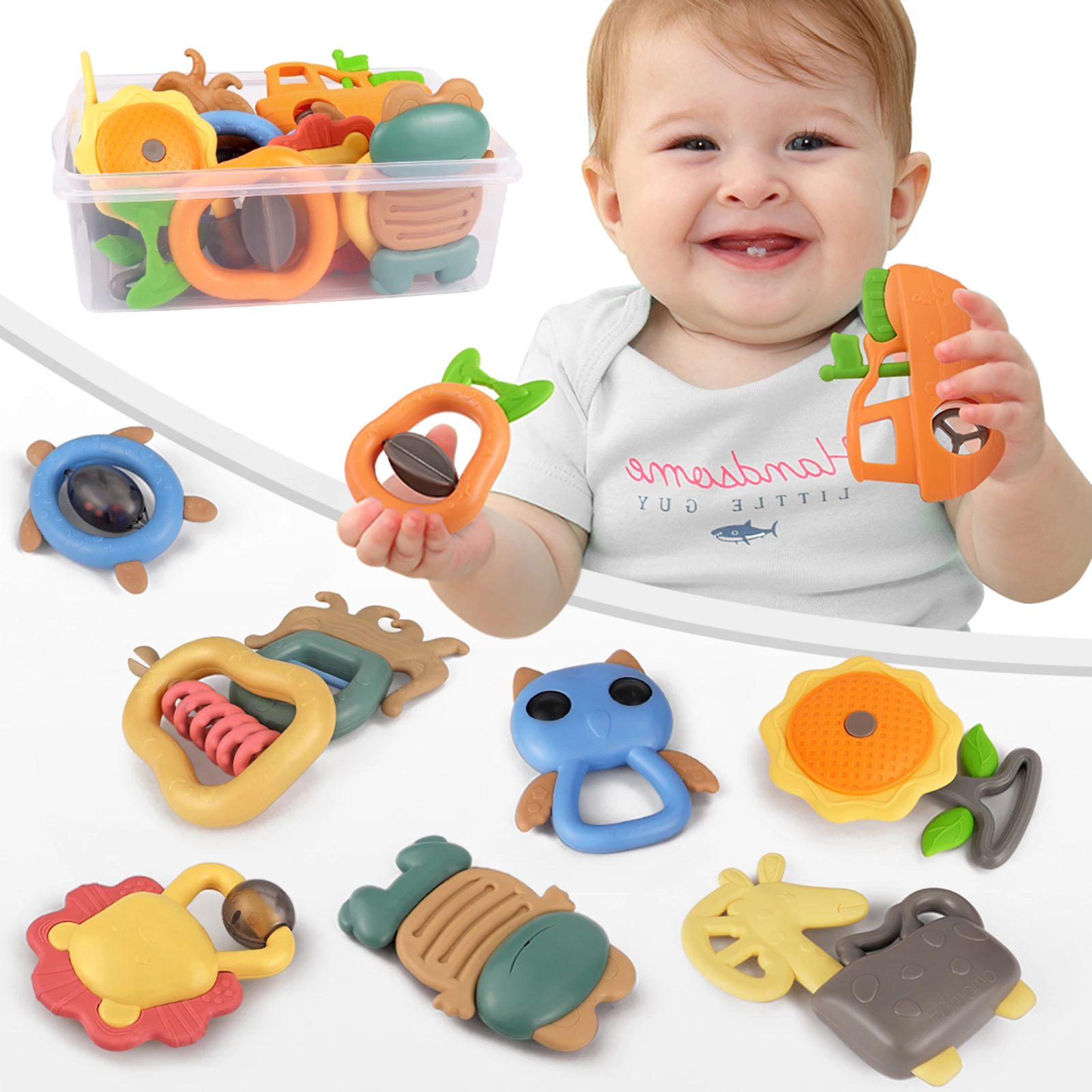 

10pcs Newborn Baby Rattle Infant Rattles Infant Hand Grasping Toys Gifts