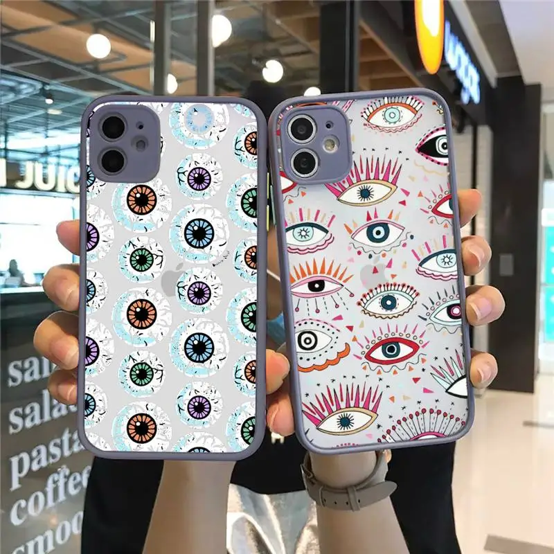 

Evil eyes luck art design fashion Phone Cases Matte Transparent for iPhone 7 8 11 12 s mini pro X XS XR MAX Plus cover funda
