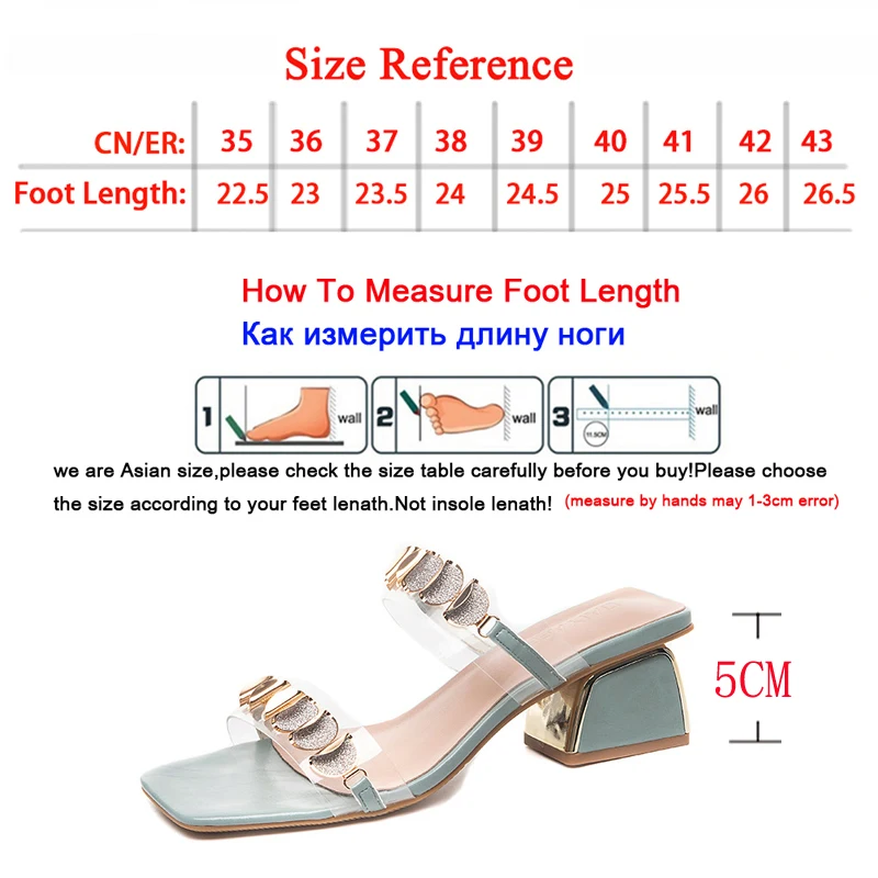 

PVC Rhinestone Chain Slides Jelly Mules Slippers Women Kitten Heel Outdoor Ladies Metal Chunky heel Beach Shoes Summer Sandals