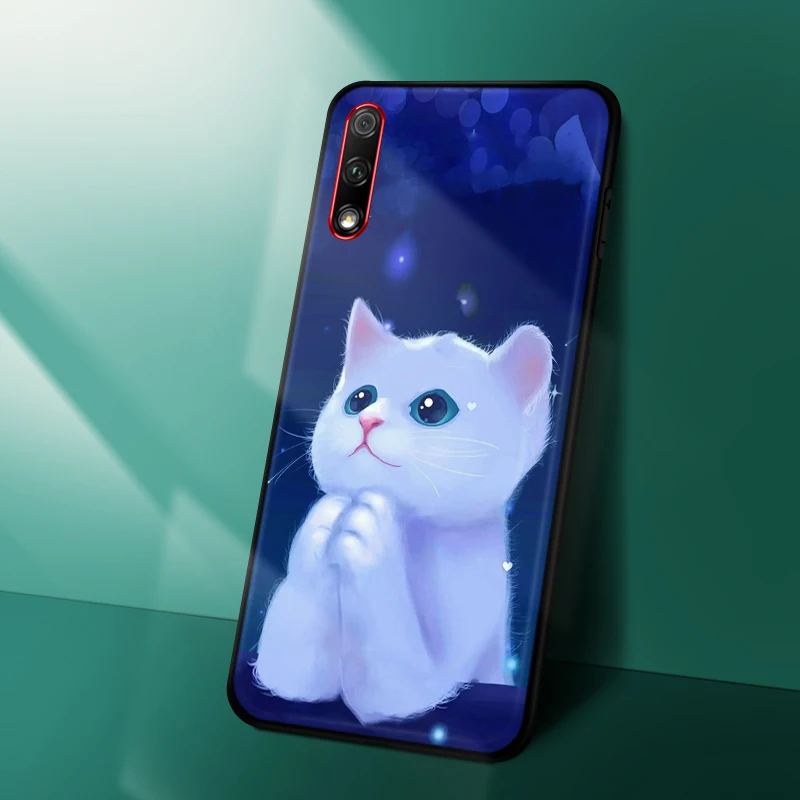Черный силиконовый чехол для телефона Honor 9X с изображением лисы льва матовый
