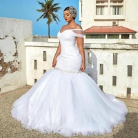 african mermaid wedding dresses sexy court train off the shoulder tulle bridal gowns plus size vestido de novia