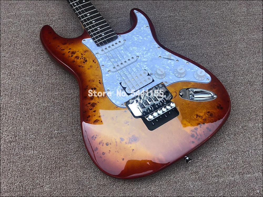 2020 hohe qualität elektrische gitarre floyd rose elektrische gitarre mahagoni korpus mit baum narbe abdeckung top freies verschiffen free glo