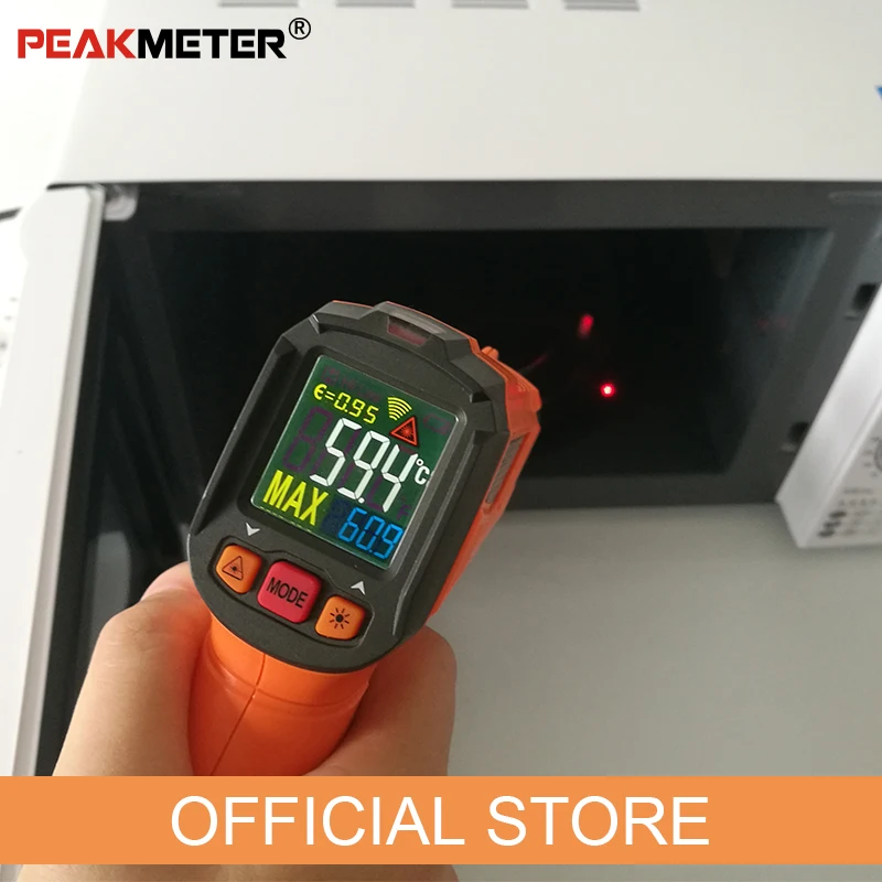 Лазерный цифровой инфракрасный термометр PEAKMETER PM6519B с ЖК-дисплеем измеритель