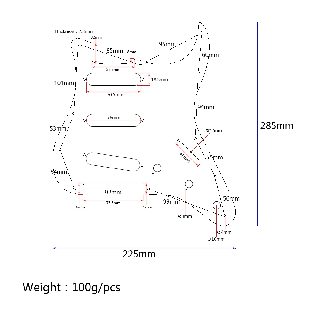 

Electric Guitar Pickguard Guitar Scratch Plate Blank Sheet for 8 Hole SSS 3 Single Coil Scratch Plate