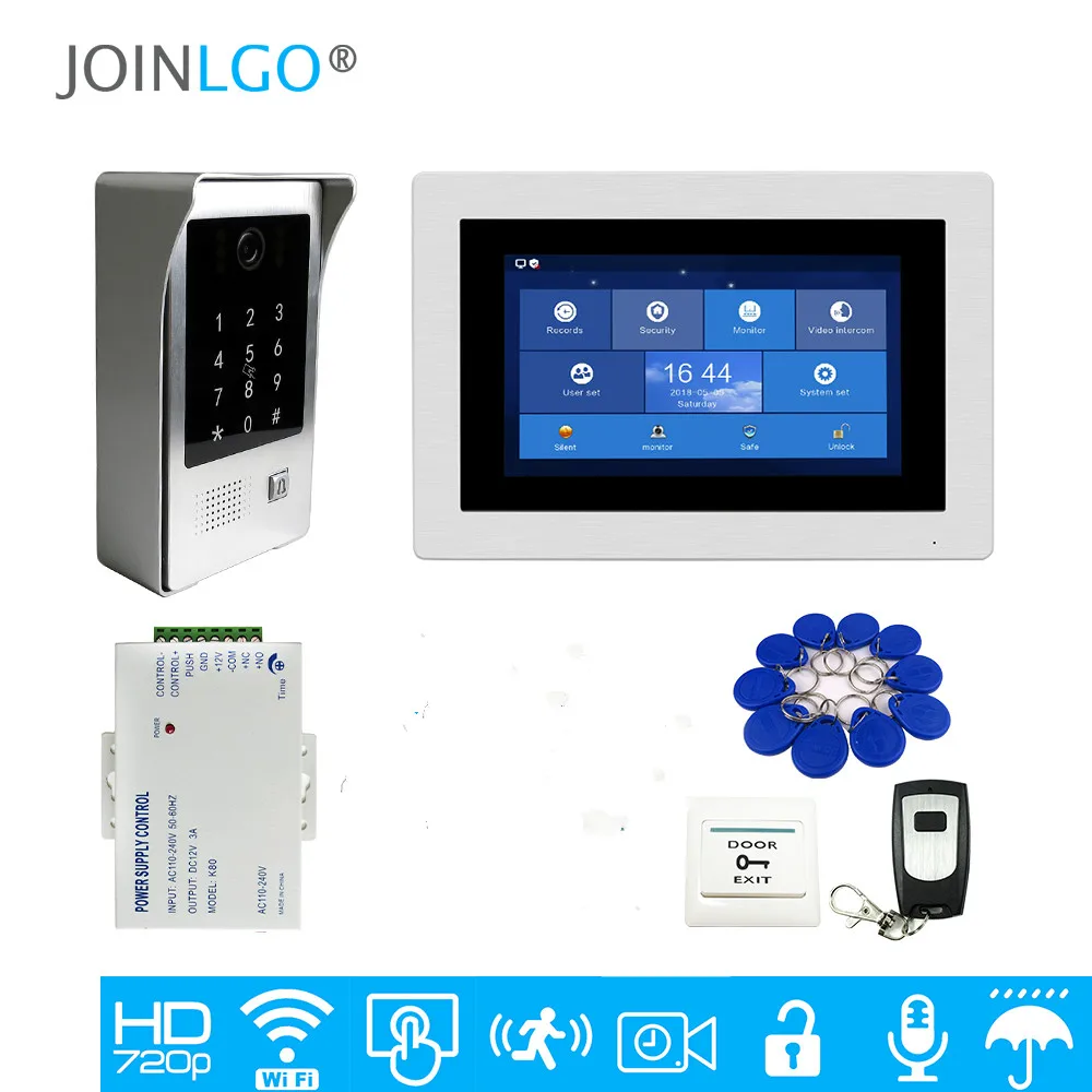 Wifi IP 7 "сенсорный экран lcd видеодомофон дверной телефон набор для записи кода