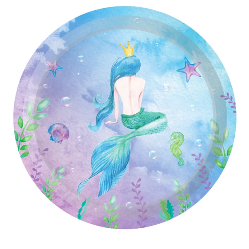 mermaid 8 шт./партия, прекрасная 9 дюймовая бумажная тарелка для праздника, космическая тарелка для дня рождения, свадьбы, вечеринки, украшения для вечеринки - Цвет: mermaid