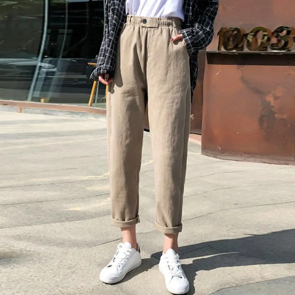 Новые женские шаровары 2020 осень зима теплые вельветовые брюки с высокой талией