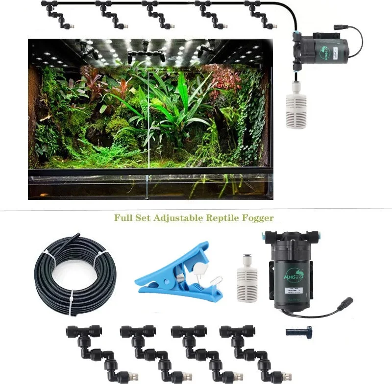 Reptile Fogger Silent Pump Misting Spray System Kit Nebulizer for Plant Greenhouse Garden Irrigation Terrarium Spraying Device