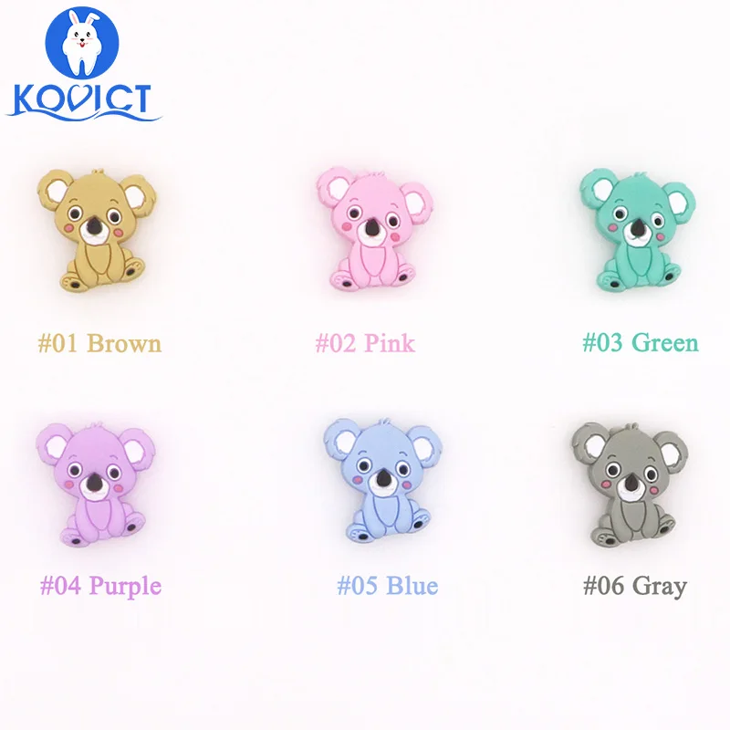 kovict 10pcs Koala Silicone Beads Rodents Baby Teether Food Grade Pearls Pacifier Pendant Products | Мать и ребенок