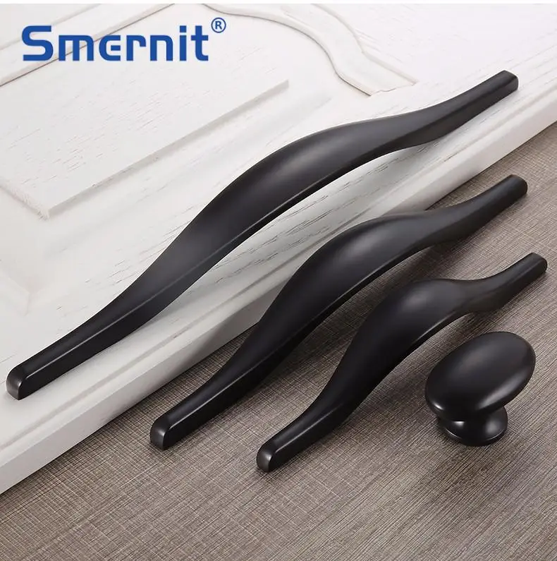 2 шт. элегантные черные дверные ручки современный шкаф тянет ручку ящика кухонный
