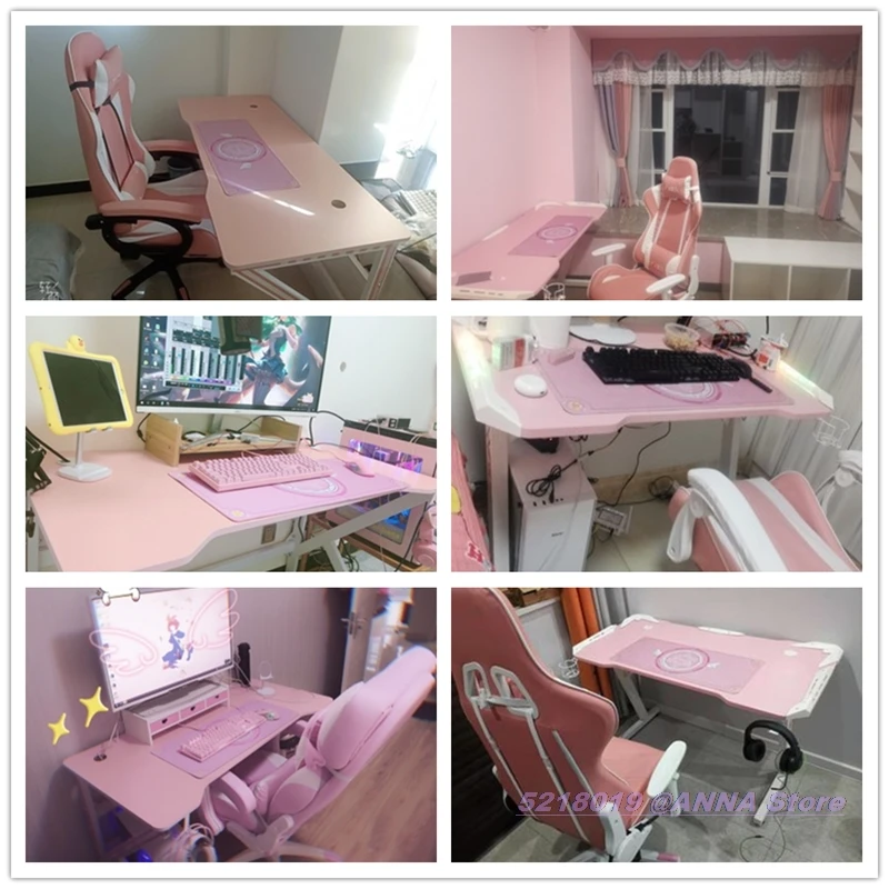 

Gaming Desk 140x60x75cm Armor Pink K-type Z 2020 Quality Computer Desktop Girls Favorite Table Hot Home Supplies Optional Chair