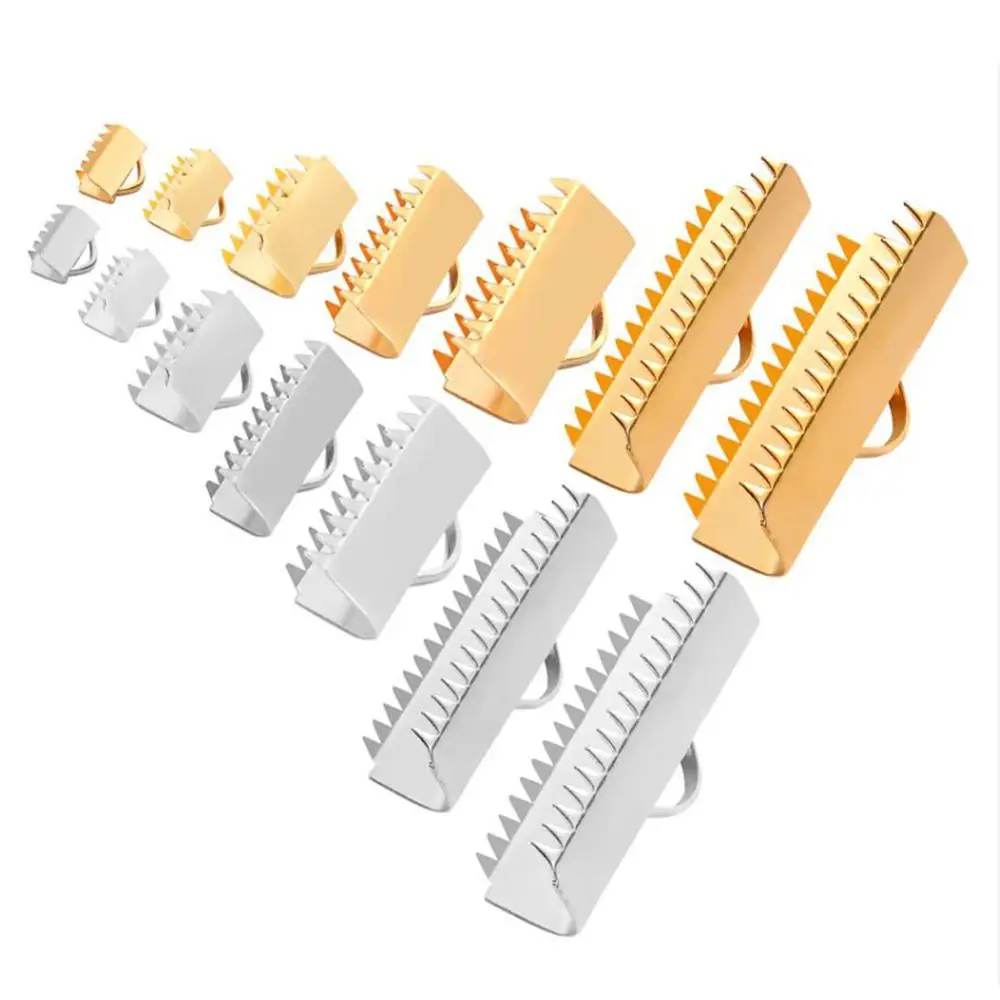 50pcs Stainless Steel Ribbon Cord End Caps String Leather Clip Necklace Bracelet Connector for Jewelry Making Supplies | Украшения и