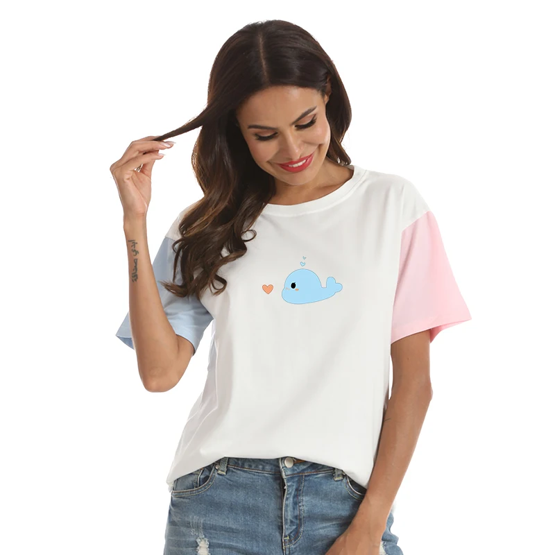 Женские футболки с принтом дельфина летняя новинка Harajuku Kawaii забавная футболка