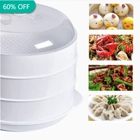 round singledouble tier microwave food steamer kitchen veggies fish cookware plastic environmental protection is not hot