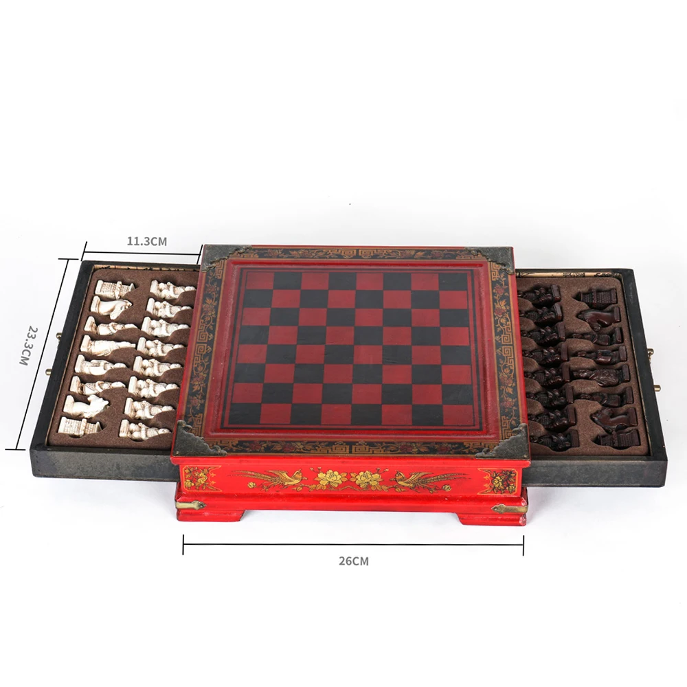 Classic Chinese Terracotta Warriors Wooden Chessboard Puzzle Cartoon Characters Chess Board Game Teenager Adult Birthday Gift | Спорт и