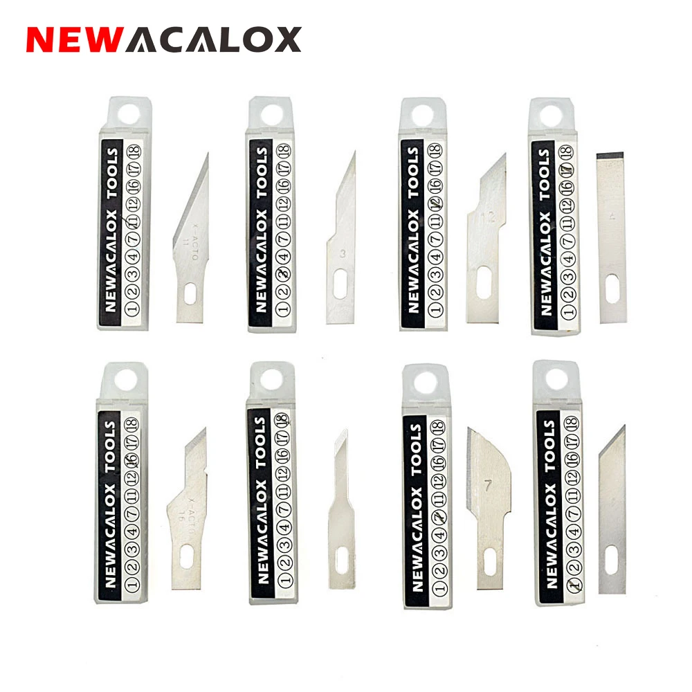 

NEWACALOX 80PCS 8 Different Stainless Steel Blades Art Hobby Knife Wood Carving Tools Crafts Sculpting Tool Engraving PCB Repair