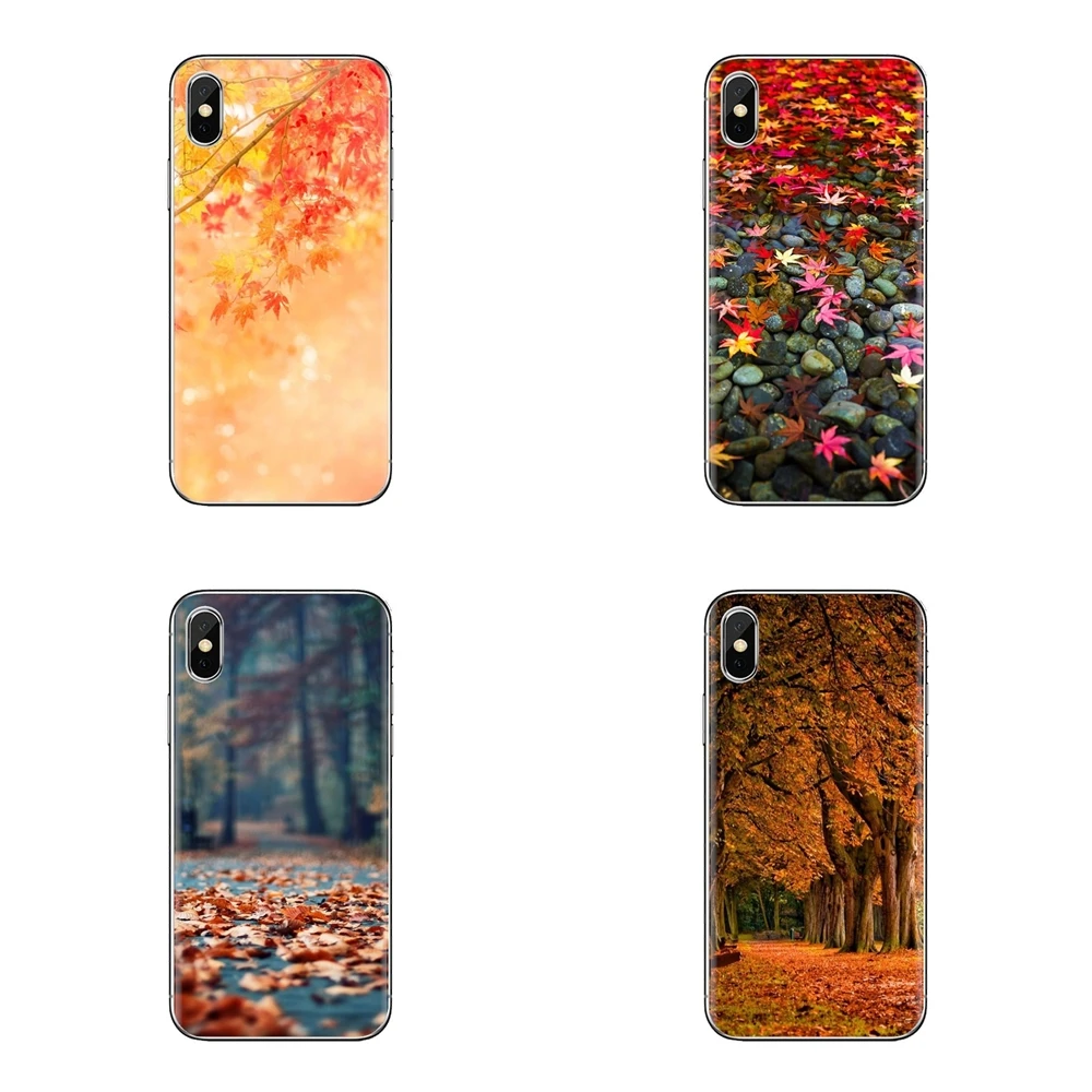 Autumn Rusty Leaves Park Alley Soft Covers For Samsung Galaxy S2 S3 S4 S5 MINI S6 S7 edge S8 S9 Plus Note 2 3 4 5 8 Coque Fundas |