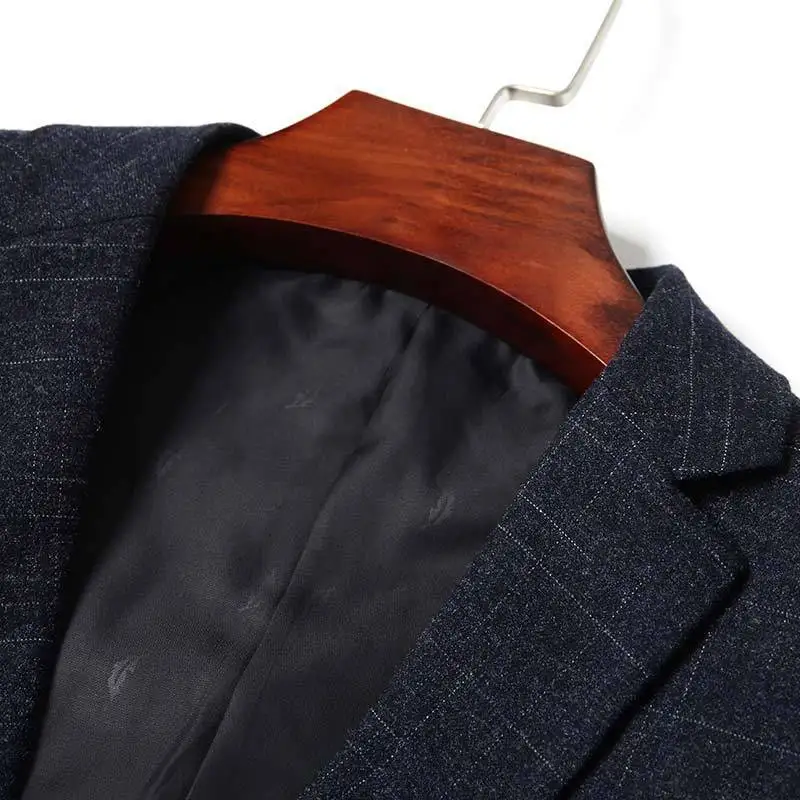 

Solid Color Modric Casual Men Blazers Fashion Cotton Single Breasted Striped Latest Coat Design Veste Homme Mens Clothes EC50XF