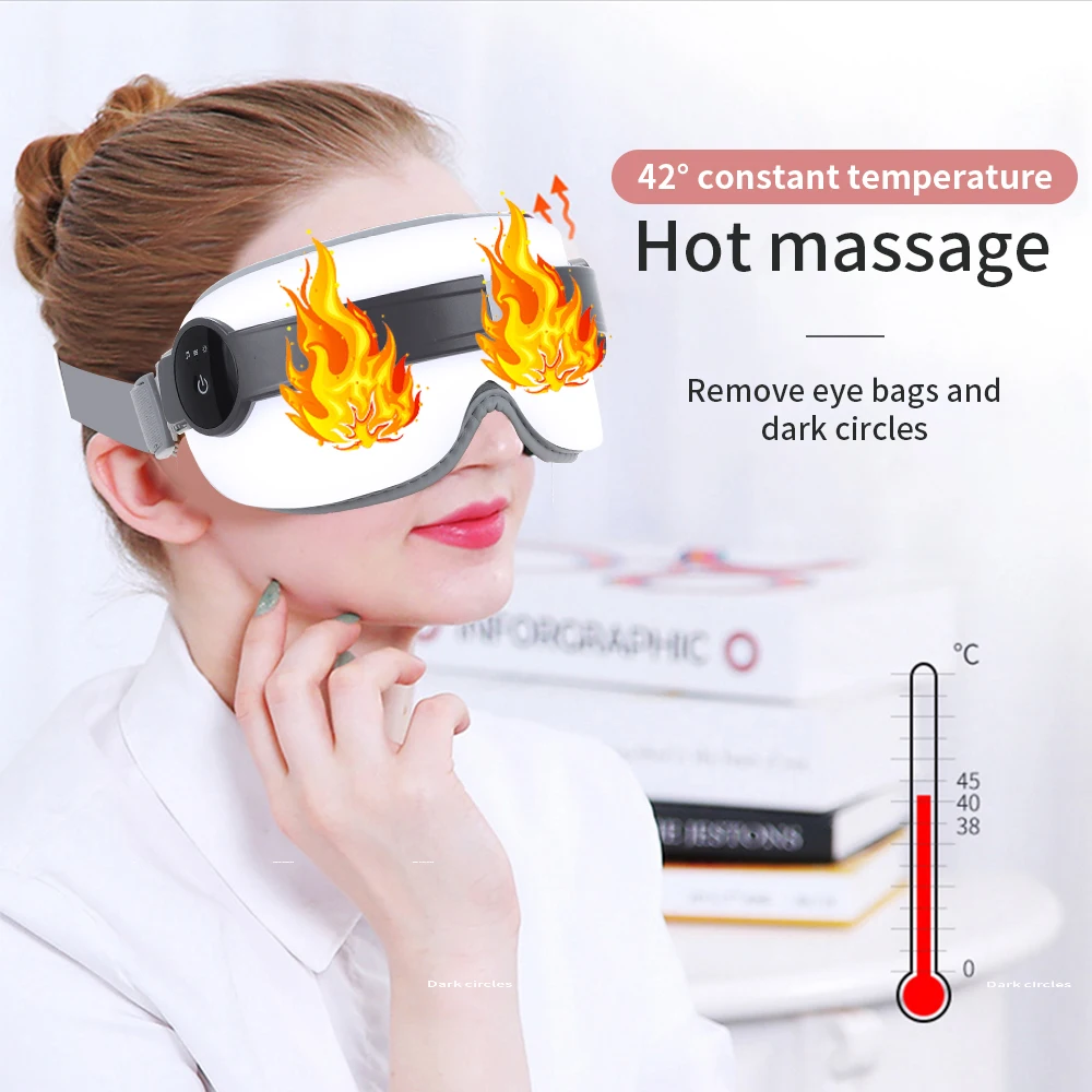 

Heated Eye Massager Vibrating Eye Care Instrument Heating Bluetooth Music Relieves Fatigue Remove Wrinkles Use for Family Office