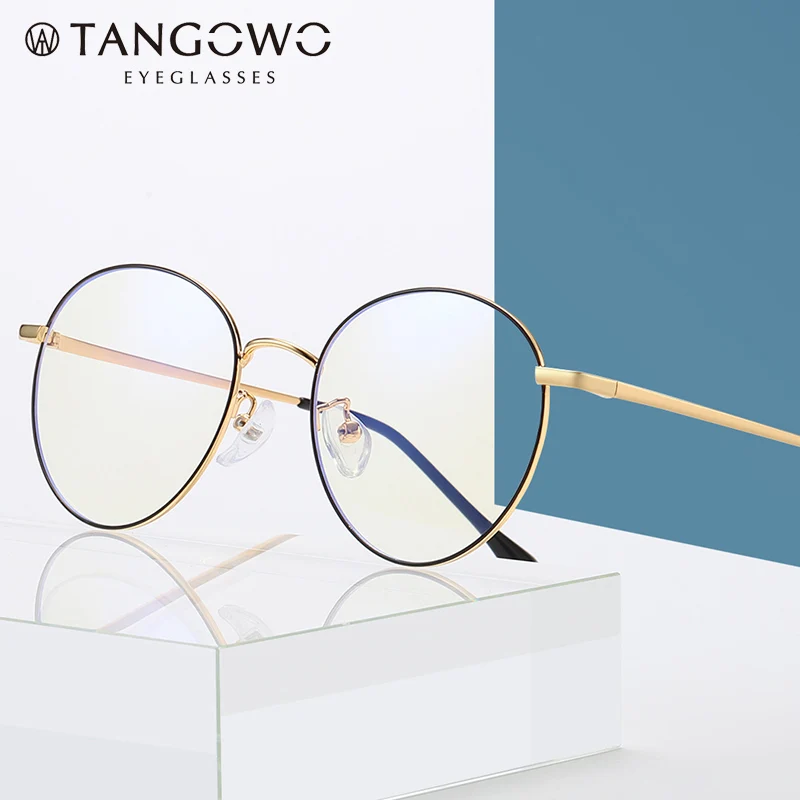 Металлические очки анти синий светильник женские высококачественные круглые