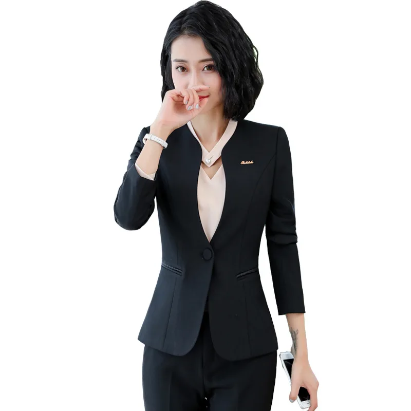 IZICFLY New Style Autumn Gray Trouser And Jacket Suit Women Work Wear Elegant Business Two Piece Ladies Office Pant Sets