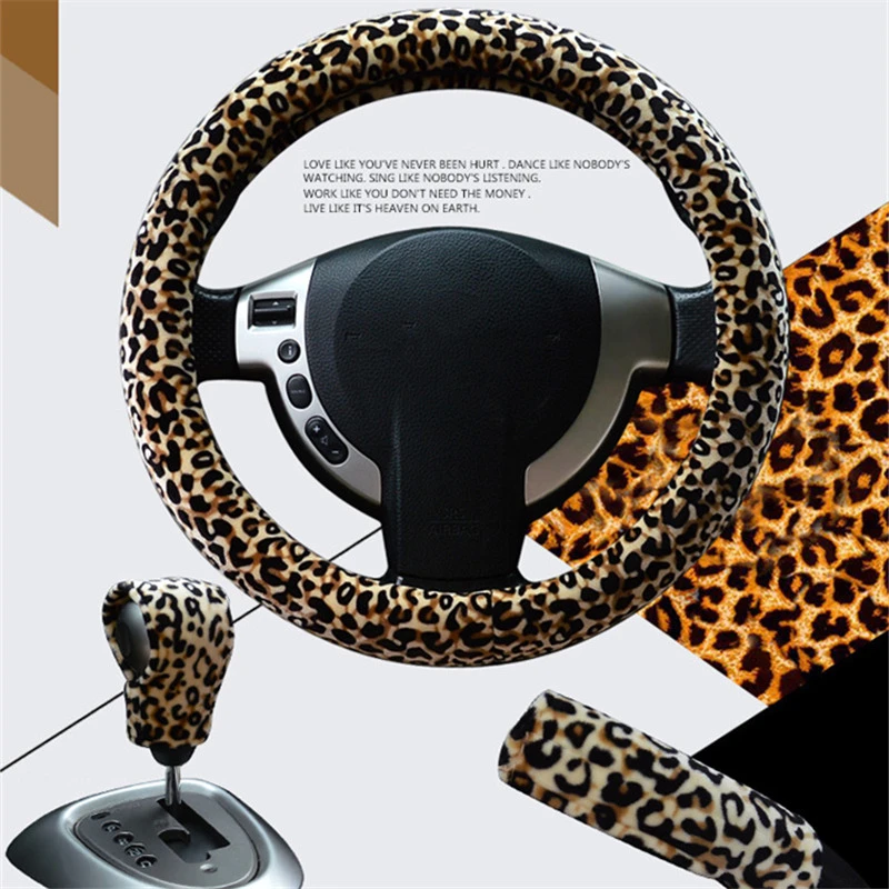 Зимние плюшевые автомобильные чехлы на руль 3 шт./компл. 38 см милые женские с