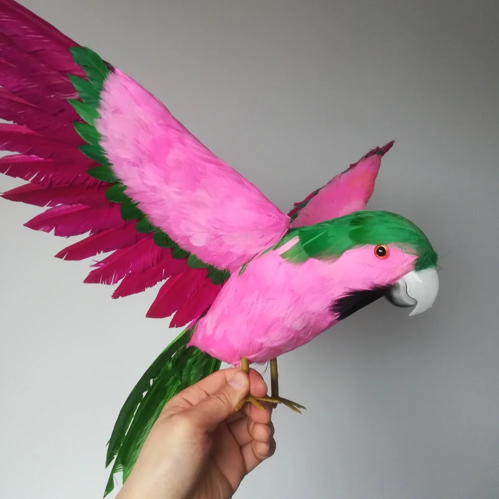 Креативная реальная жизнь Розовая модель попугая из пенопласта и перьев