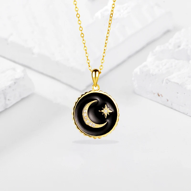 

Star Moon Pendant Necklace s925 Sterling Silver Chain Zircon Statement Necklaces Accesories For Women Designer Fine Jewelry