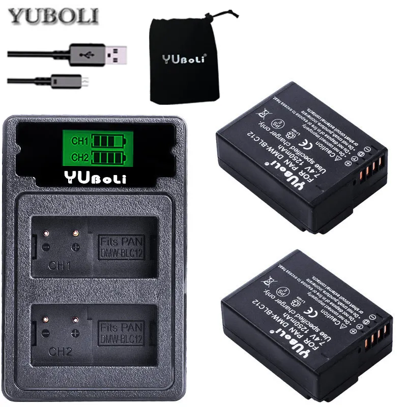 2 шт. DMW BLC12 BLC12E Батарея + USB ЖК дисплей Зарядное устройство для цифрового