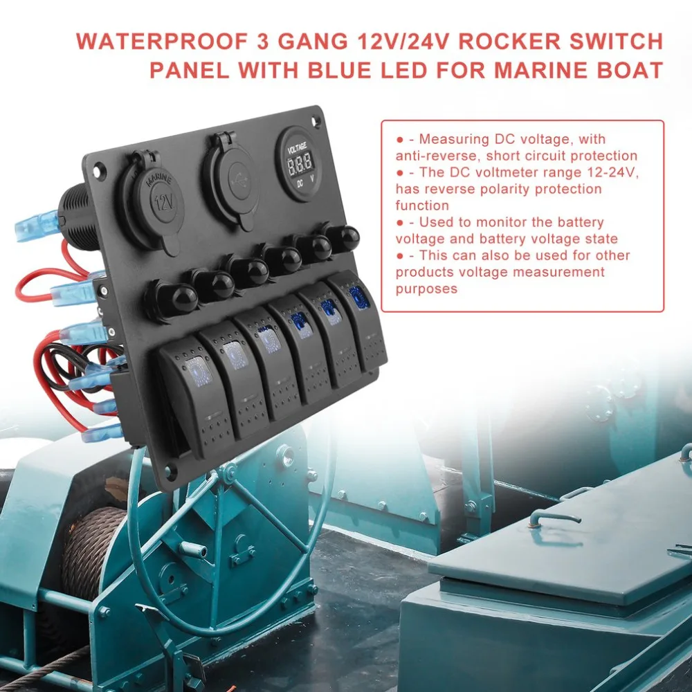 Водонепроницаемый 6 банд тумблер кулисный переключатель панель автомобиля