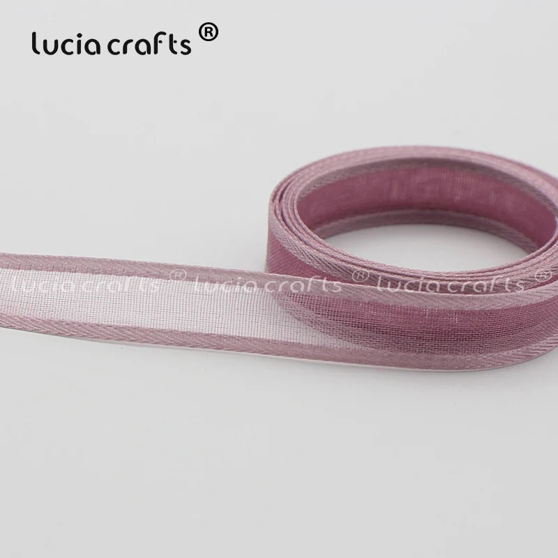 Lucia crafts разноцветные варианты 10 мм лента из органзы для одежды материалы DIY шитье и бант для волос аксессуары P0308 - Цвет: dark pink 5y