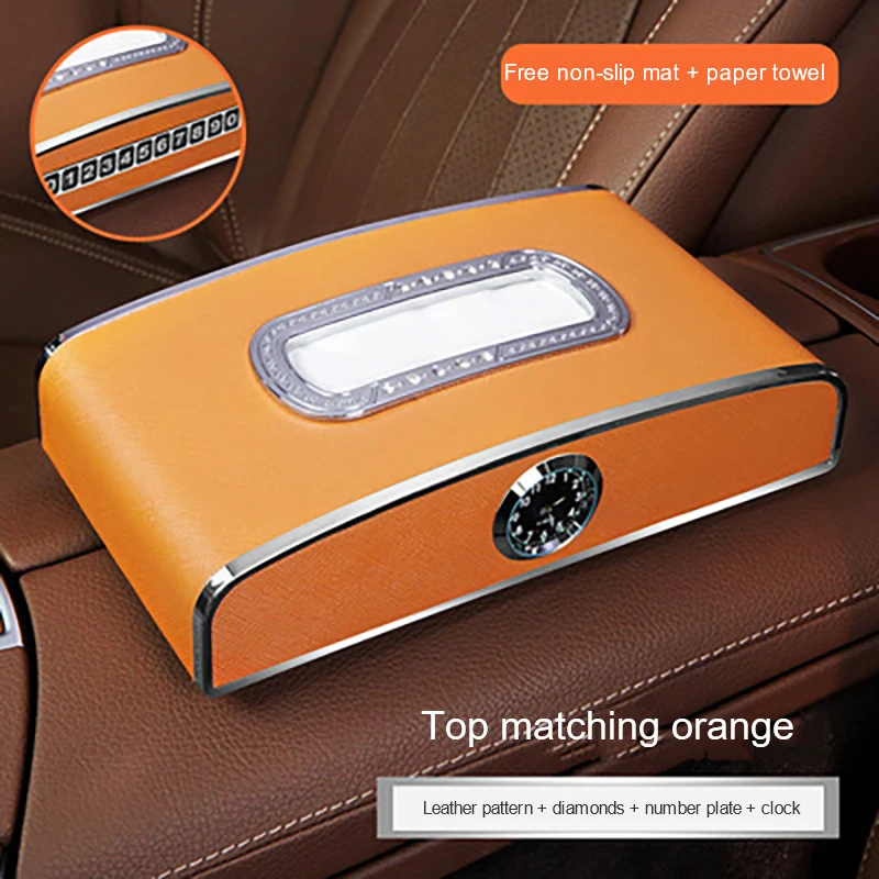 Кожаная Коробка для салфеток автомобиля интерьер фотообои с номером часов